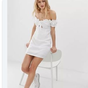 Glamorous Bardot puff sleeve white minidress